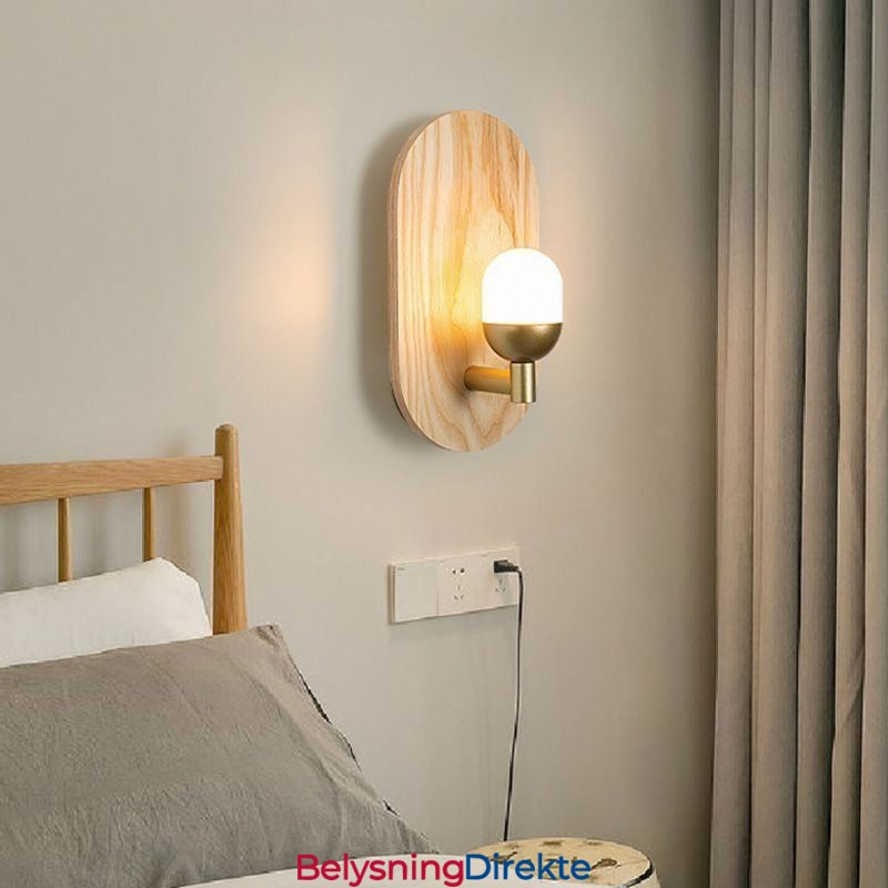 Dekorativ Vegglampe I Tre, Inngangsgang, Nordisk Nattbordslampe