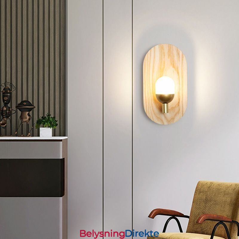 Dekorativ Vegglampe I Tre, Inngangsgang, Nordisk Nattbordslampe