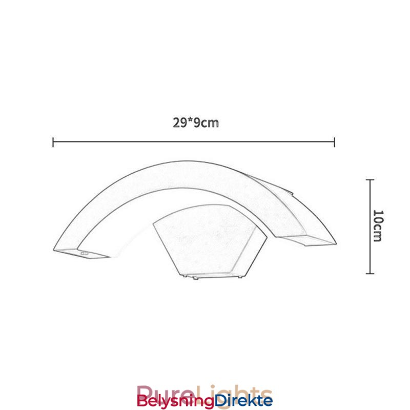 Minimalistisk Aluminiumslampe For Hage, Vanntett Halvmånevegglampe