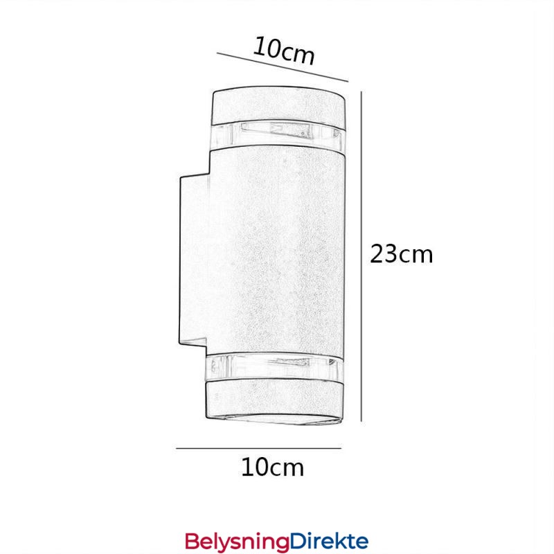 Vegglampe Vanntett Up Down Aluminium Dobbelhode Vegglampe