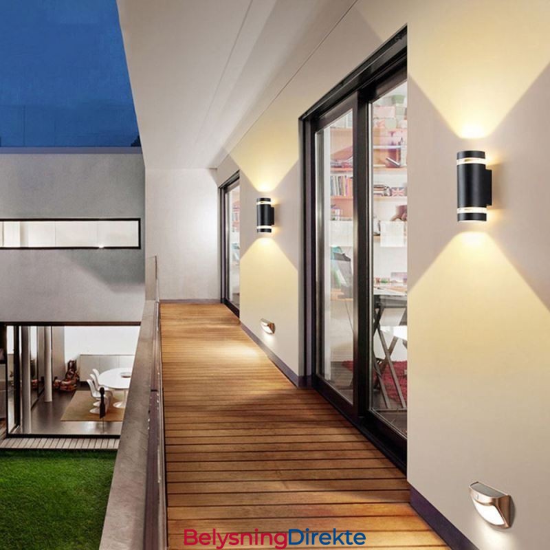 Vegglampe Vanntett Up Down Aluminium Dobbelhode Vegglampe