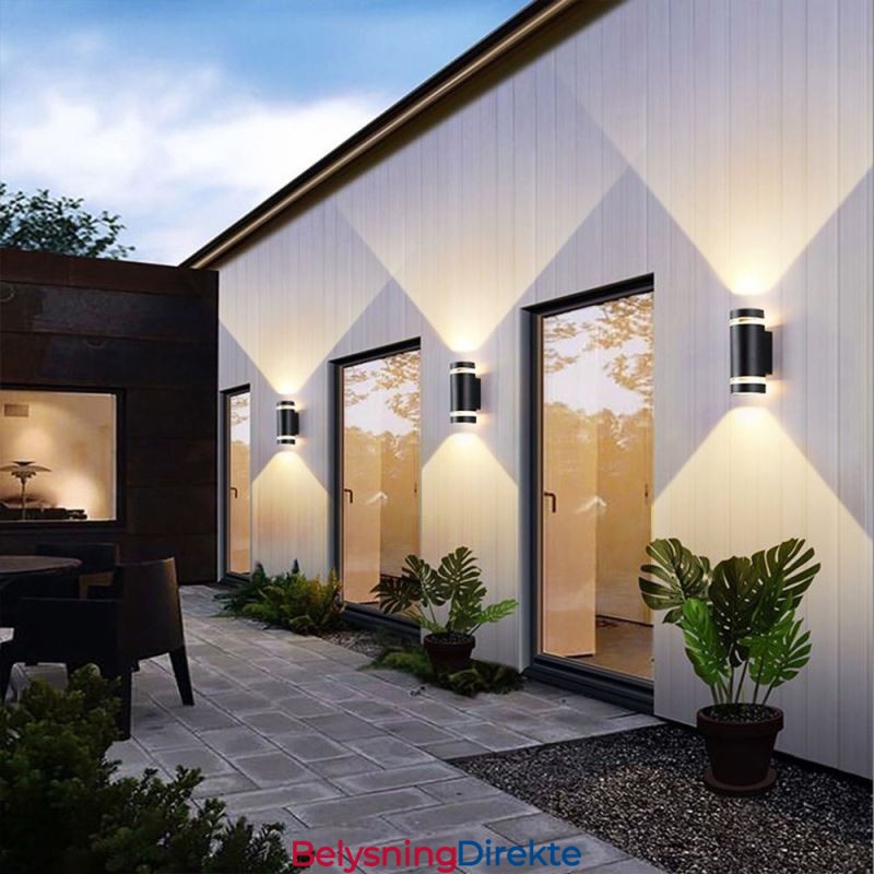 Vegglampe Vanntett Up Down Aluminium Dobbelhode Vegglampe