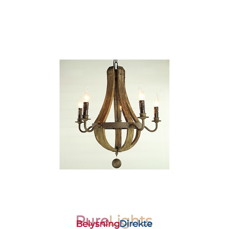 Lysekrone 5 Lys Vintage Retro Landlig Stue Spisestue Metall