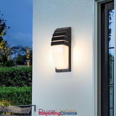 Vanntett Utendørs Verandalampe Svart Aluminiumsvegglampe Hage- Og Gårdsplasslampe