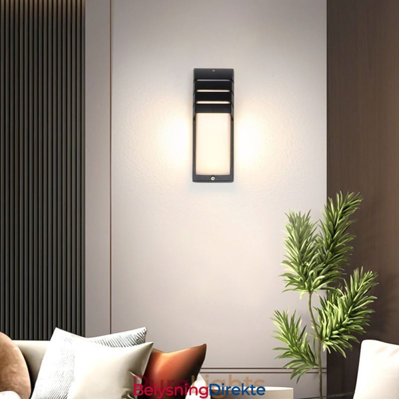 Vanntett Utendørs Verandalampe Svart Aluminiumsvegglampe Hage- Og Gårdsplasslampe