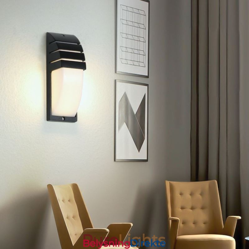 Vanntett Utendørs Verandalampe Svart Aluminiumsvegglampe Hage- Og Gårdsplasslampe