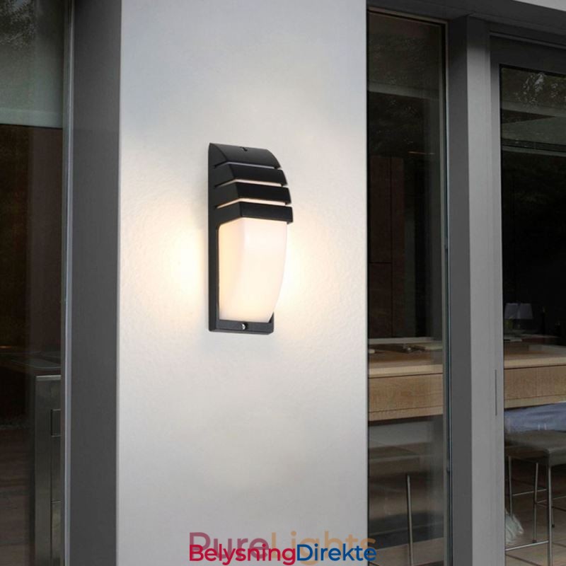 Vanntett Utendørs Verandalampe Svart Aluminiumsvegglampe Hage- Og Gårdsplasslampe