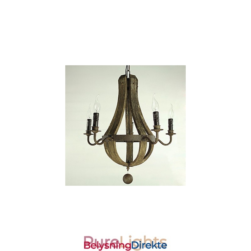 Lysekrone 5 Lys Vintage Retro Landlig Stue Spisestue Metall