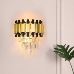 Hengende Krystall Moderne Vegglampe Med Fastmontert Kabel, 28 Cm Høy Armatur