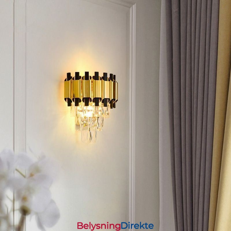 Hengende Krystall Moderne Vegglampe Med Fastmontert Kabel, 28 Cm Høy Armatur