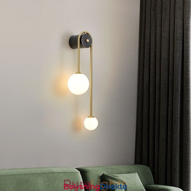 Globe Glassvegglampe Moderne Messingvegglampe