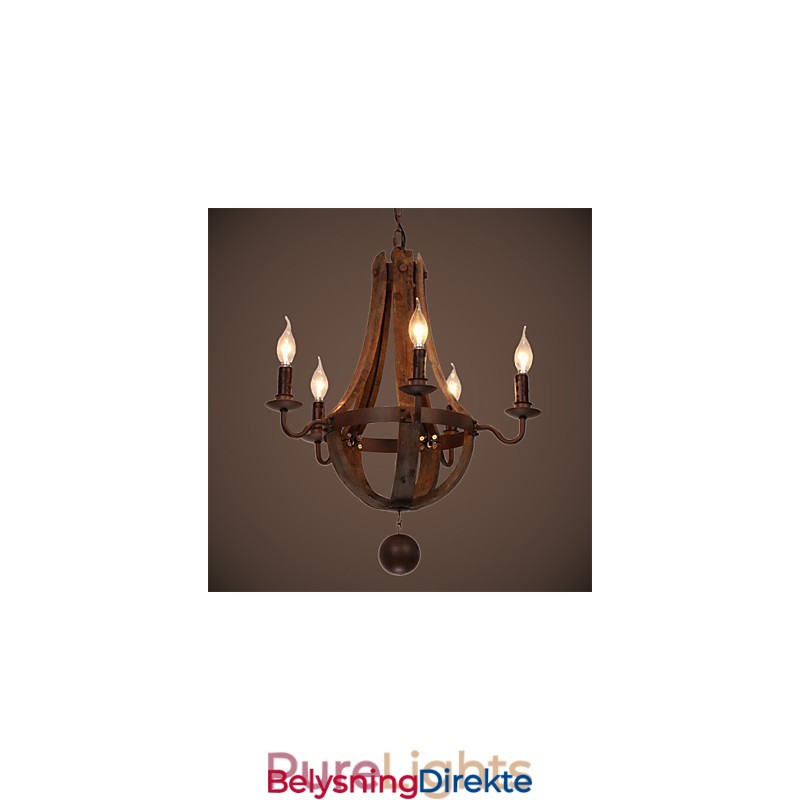 Lysekrone 5 Lys Vintage Retro Landlig Stue Spisestue Metall