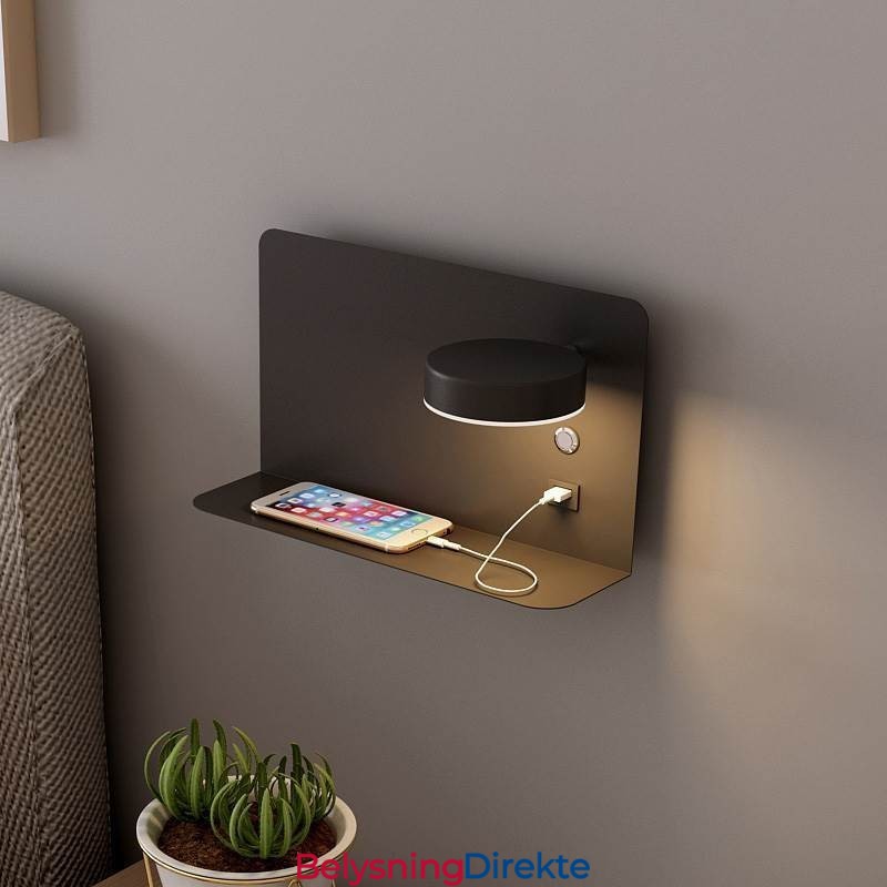 Vegglampe Roterbar Wall Sconce Light Med Usb-Ladeport