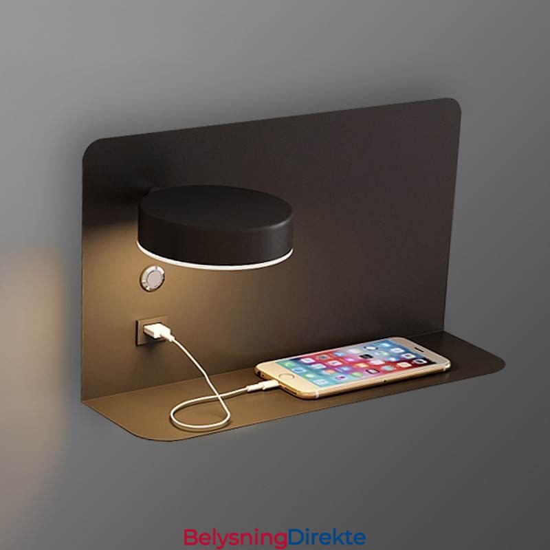 Vegglampe Roterbar Wall Sconce Light Med Usb-Ladeport