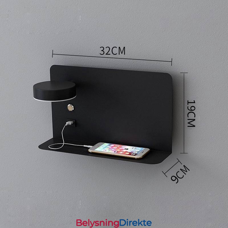 Vegglampe Roterbar Wall Sconce Light Med Usb-Ladeport