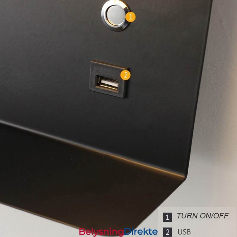 Vegglampe Roterbar Wall Sconce Light Med Usb-Ladeport