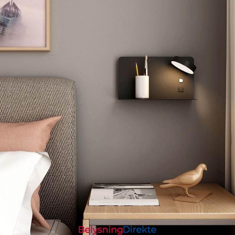 Vegglampe Roterbar Wall Sconce Light Med Usb-Ladeport