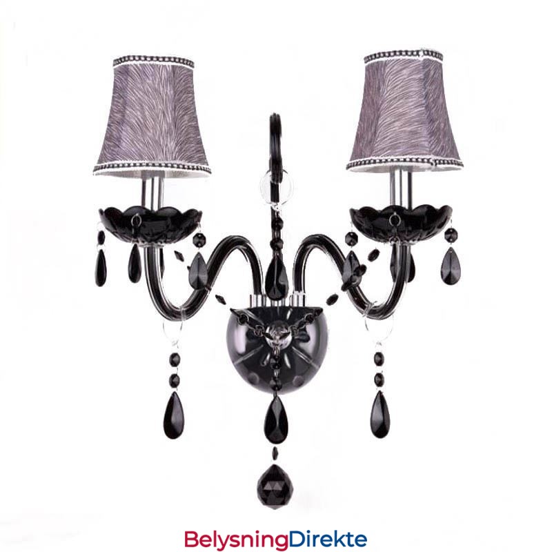 Krystallvegglampe I Europeisk Stil, Svart Med To Lys