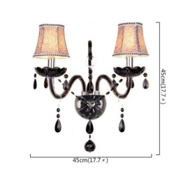 Krystallvegglampe I Europeisk Stil, Svart Med To Lys