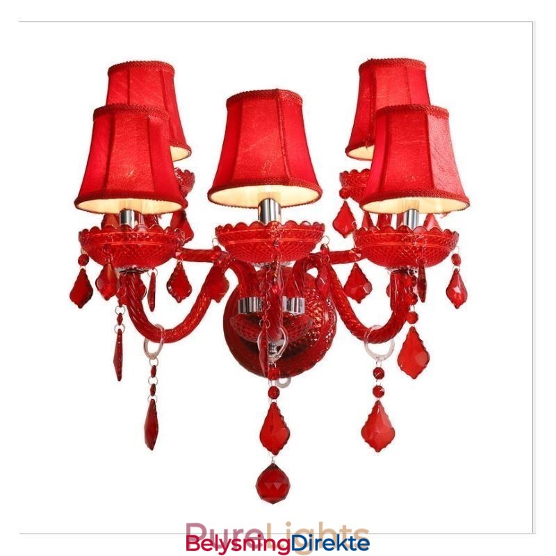 Europeisk Krystallvegglampe I Rød Farge