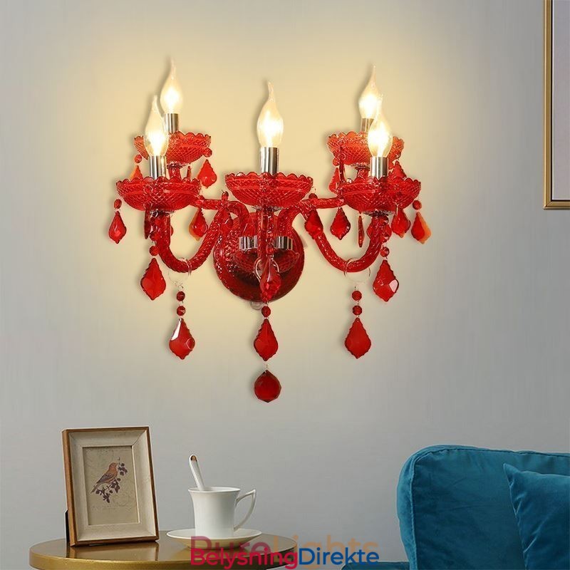 Europeisk Krystallvegglampe I Rød Farge