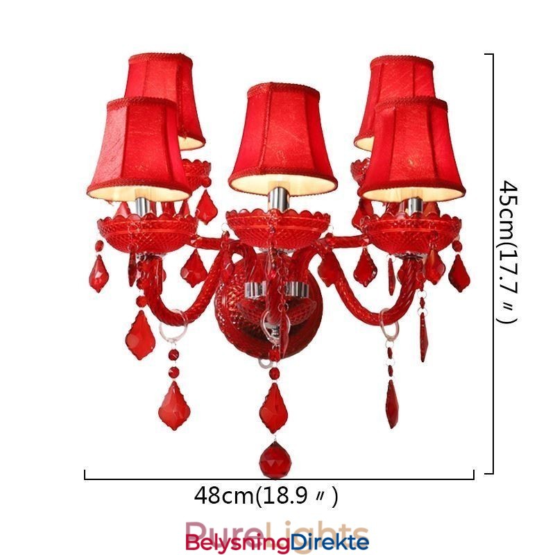 Europeisk Krystallvegglampe I Rød Farge