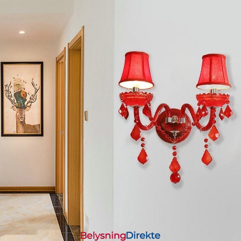 Europeisk Krystallvegglampe I Rød Farge