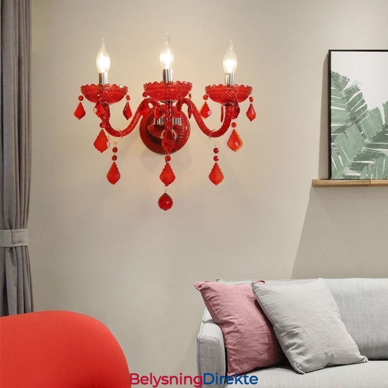 Europeisk Krystallvegglampe I Rød Farge
