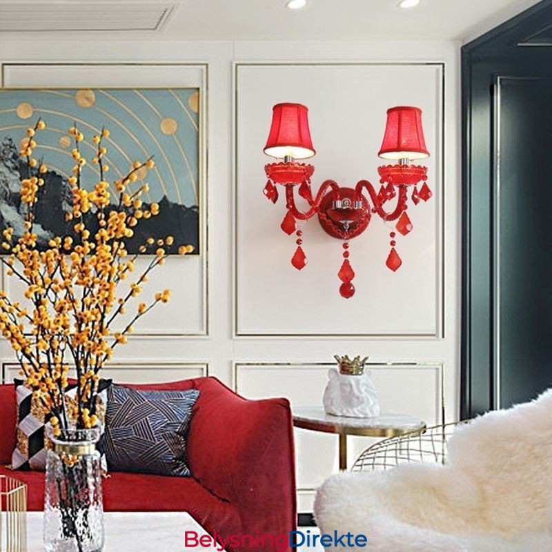Europeisk Krystallvegglampe I Rød Farge