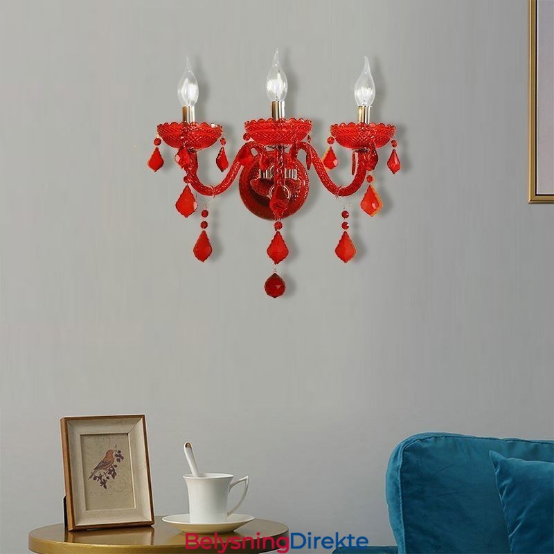 Europeisk Krystallvegglampe I Rød Farge