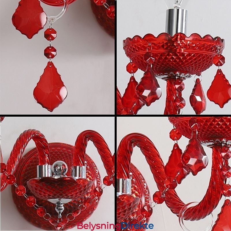 Europeisk Krystallvegglampe I Rød Farge