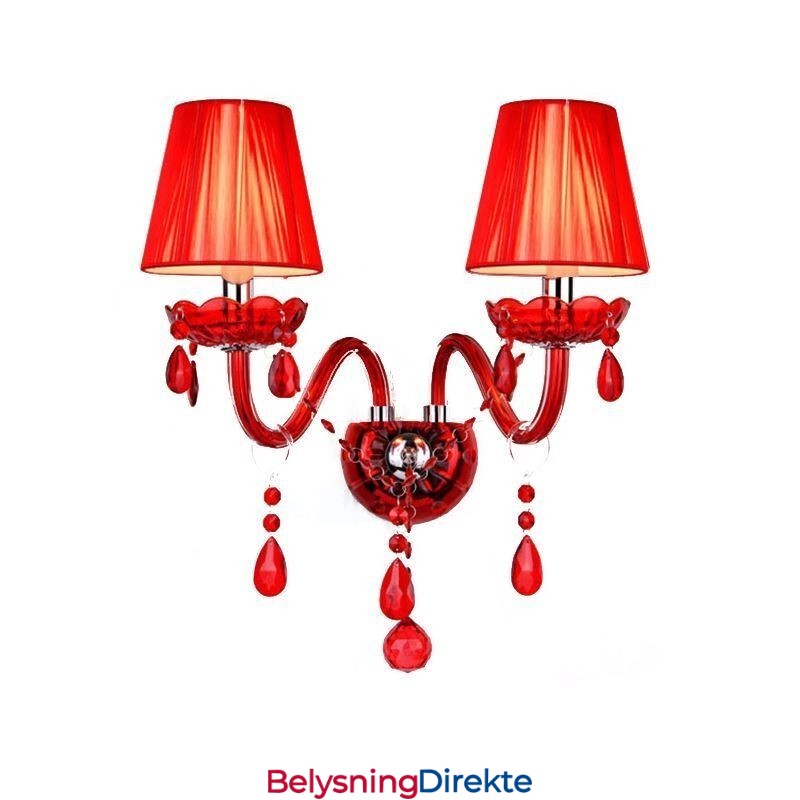 Europeisk Vegglampe I Krystall, Rød Farge