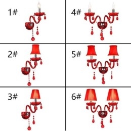 Europeisk Vegglampe I Krystall, Rød Farge