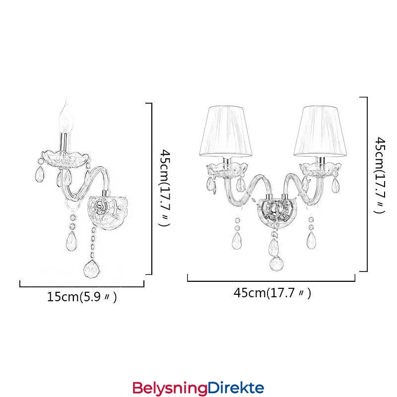 Europeisk Vegglampe I Krystall, Rød Farge