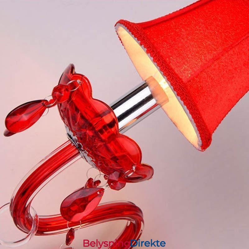 Europeisk Vegglampe I Krystall, Rød Farge