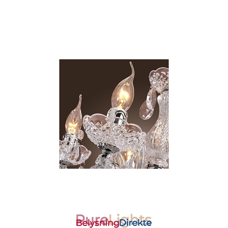 Upligh Krom Taklampe Stearinlys Akryl Armatur Lysekrone Anheng