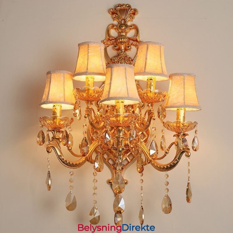Luksuriøs Krystallvegglampe I Sinklegering Med Fem Lys I Midtgangen