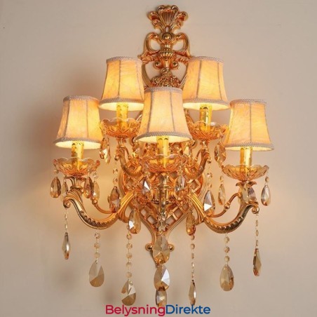 Luksuriøs Krystallvegglampe I Sinklegering Med Fem Lys I Midtgangen