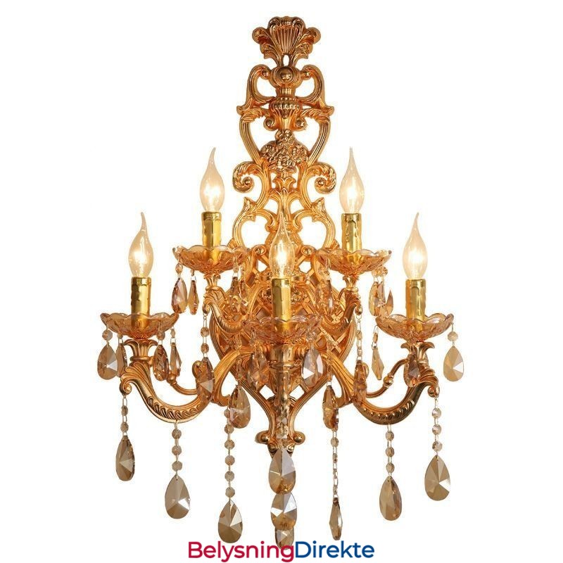 Luksuriøs Krystallvegglampe I Sinklegering Med Fem Lys I Midtgangen