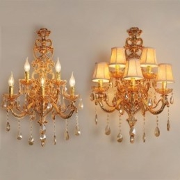 Luksuriøs Krystallvegglampe I Sinklegering Med Fem Lys I Midtgangen