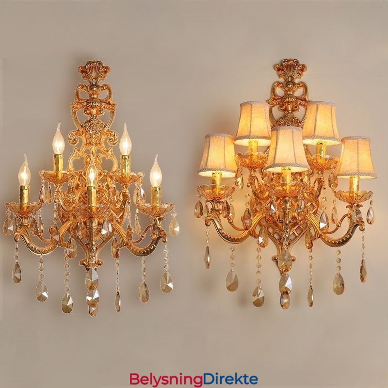 Luksuriøs Krystallvegglampe I Sinklegering Med Fem Lys I Midtgangen