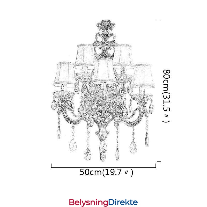 Luksuriøs Krystallvegglampe I Sinklegering Med Fem Lys I Midtgangen