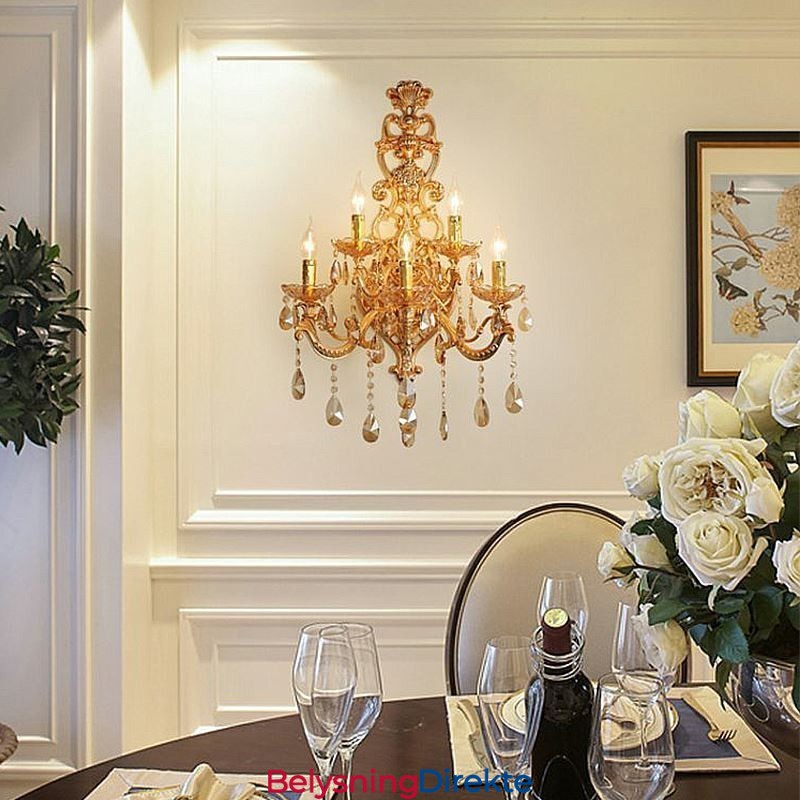 Luksuriøs Krystallvegglampe I Sinklegering Med Fem Lys I Midtgangen