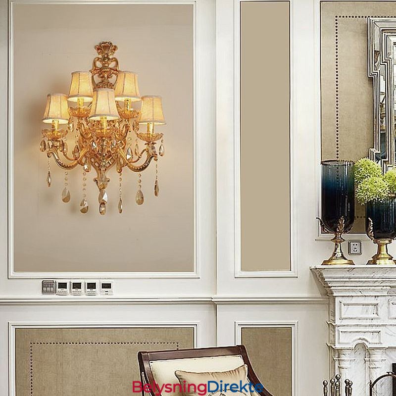 Luksuriøs Krystallvegglampe I Sinklegering Med Fem Lys I Midtgangen