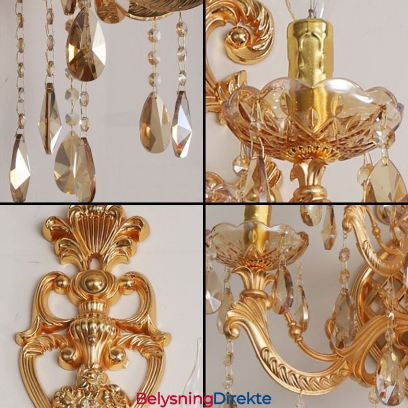 Luksuriøs Krystallvegglampe I Sinklegering Med Fem Lys I Midtgangen