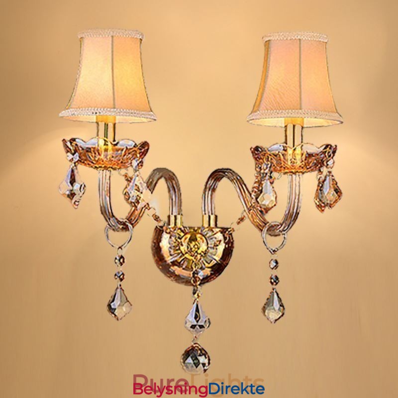 Europeisk Krystalllampe Elegant To-Lys Vegglampe Trapper