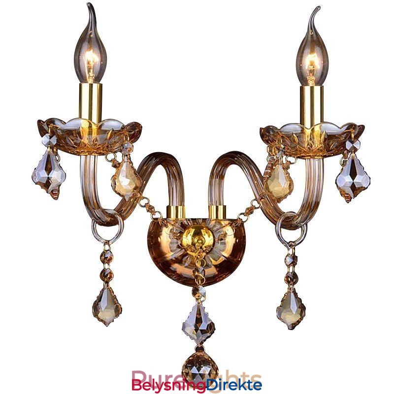 Europeisk Krystalllampe Elegant To-Lys Vegglampe Trapper