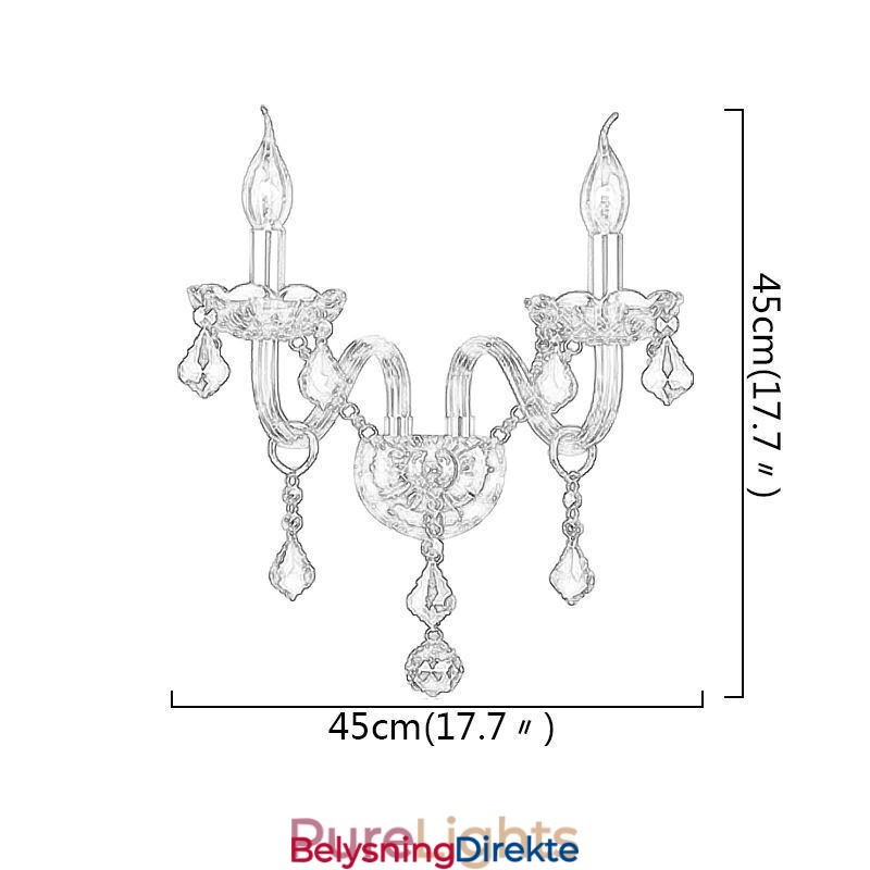 Europeisk Krystalllampe Elegant To-Lys Vegglampe Trapper