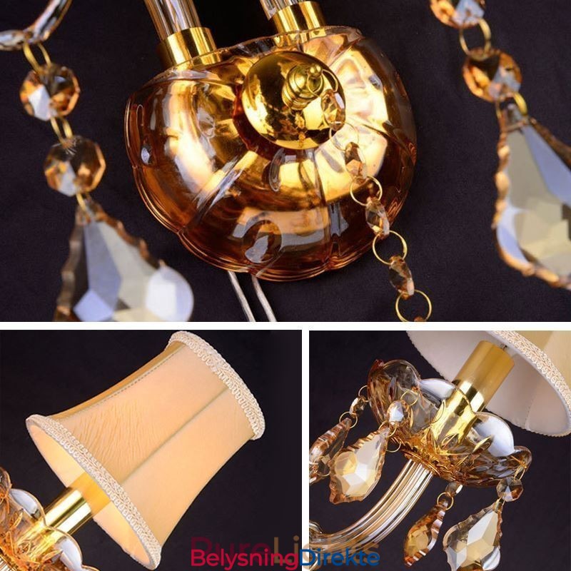 Europeisk Krystalllampe Elegant To-Lys Vegglampe Trapper
