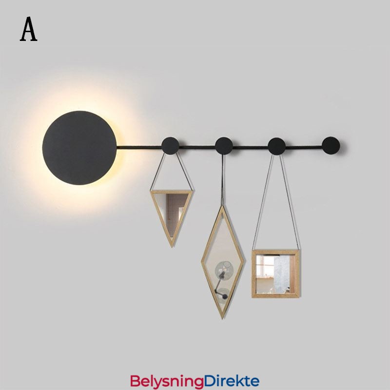 Moderne Vegglampe Sirkulær Vegglampe Svart Krok Vegglampe Nattbordsbelysning